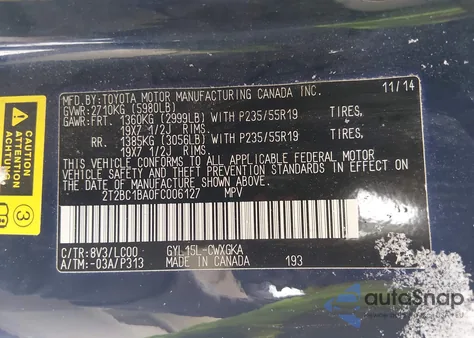 2015 Lexus Rx 450H z USA, uszkodzony, nr VIN 2T2BC1BA0FC006127